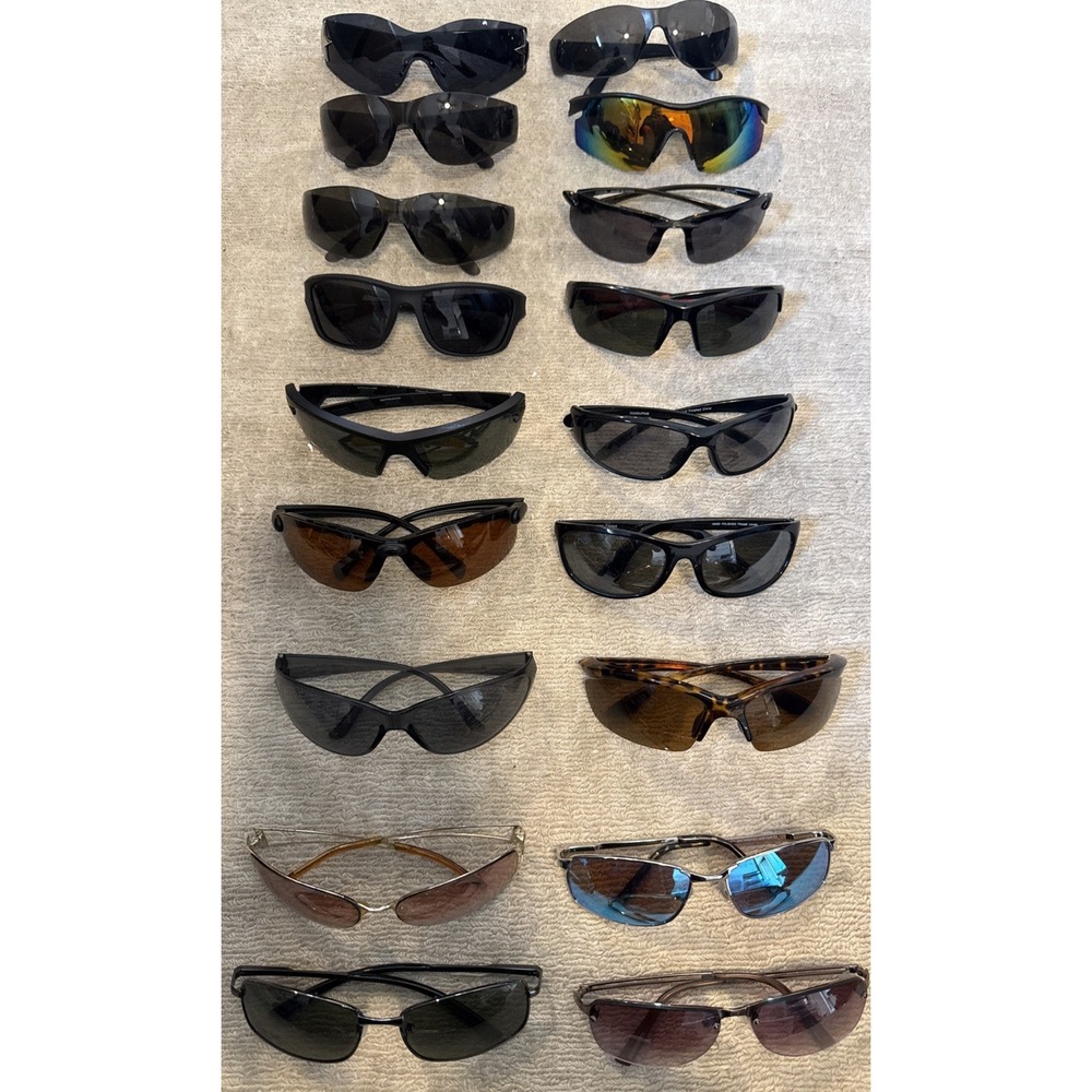 Mixed Lot 18 Pair Sunglasses Wholesale Pricing -Fishing, Sports,Cycling-Variety!